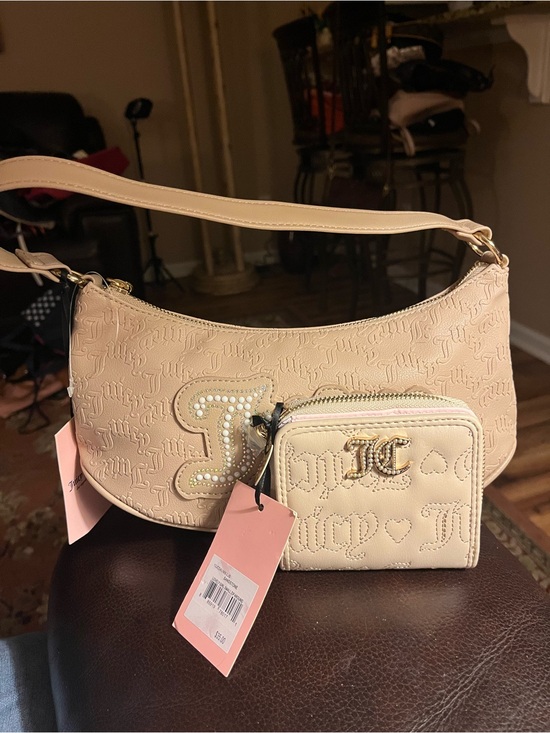 Handbags - NWT Juicy Couture Cafe Emboss String of Pearls Shoulder Handbag And Wallet